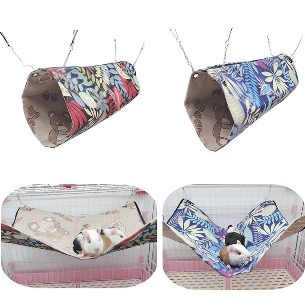 Pet Hanging Tunnel Cool Mat For Small Animals Cool Rainforest Pattern Sugar Glider Hammock Cage Accessories