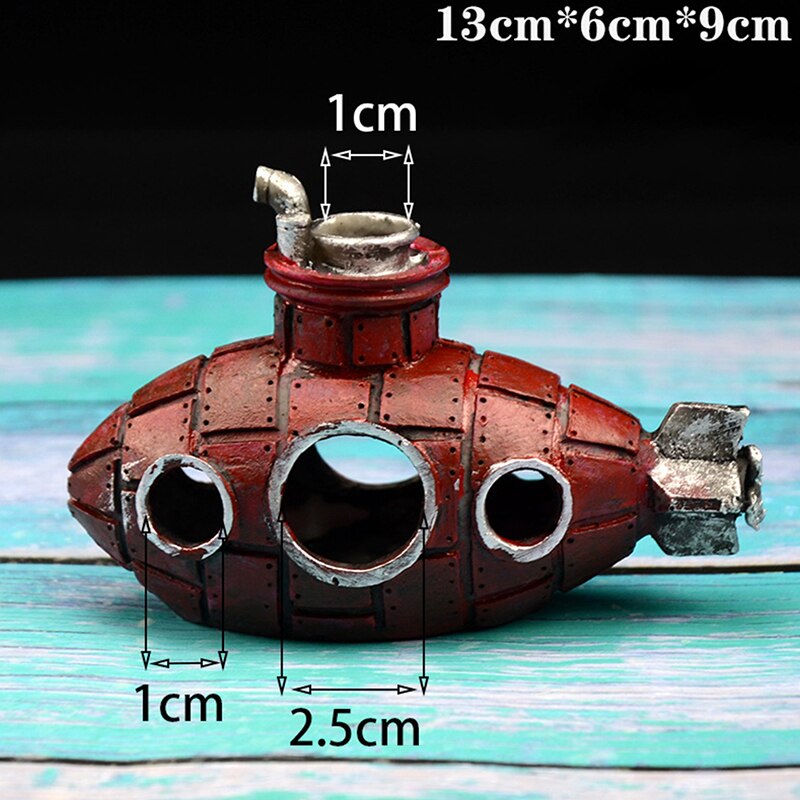 New Resin Submarine Ship Ornaments Hollow Fish Shrimp Shelter Cave Decor Aquarium Fish Tank Terrarium Decoration Accessories