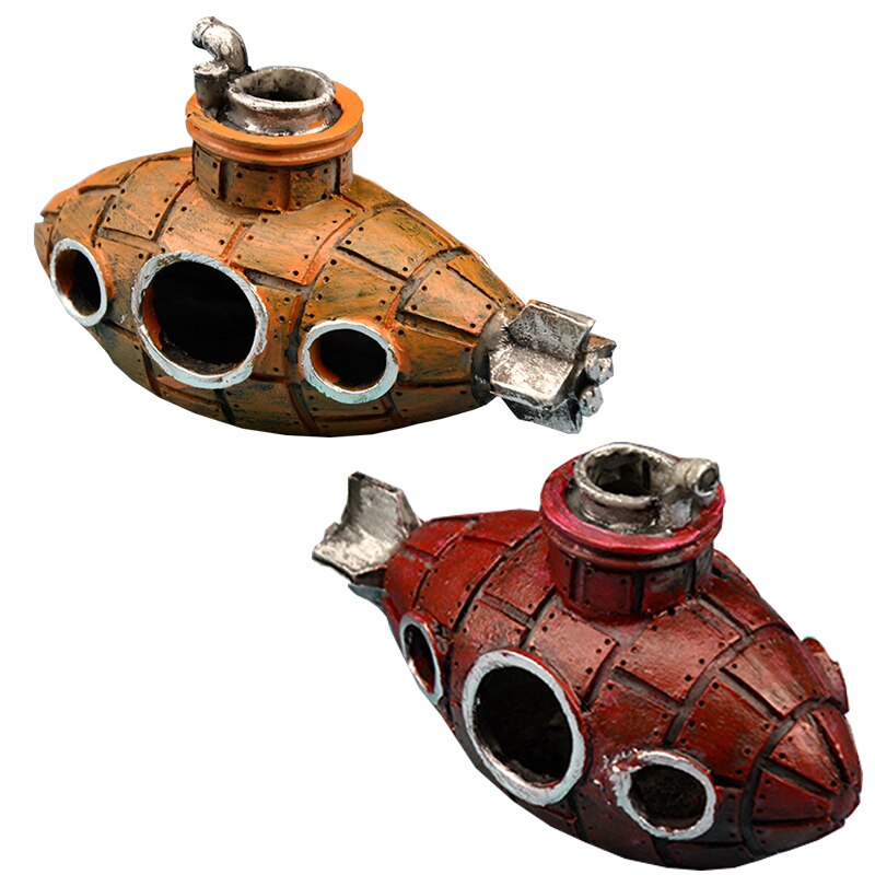 New Resin Submarine Ship Ornaments Hollow Fish Shrimp Shelter Cave Decor Aquarium Fish Tank Terrarium Decoration Accessories