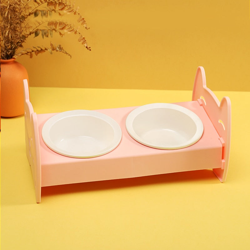 Hoopet Cat Bowl Ceramic Cat Food Bowl Dog Bowl Anti overturning Double Bowl Oblique Neck Protection Drinking Bowl Pet Supplies