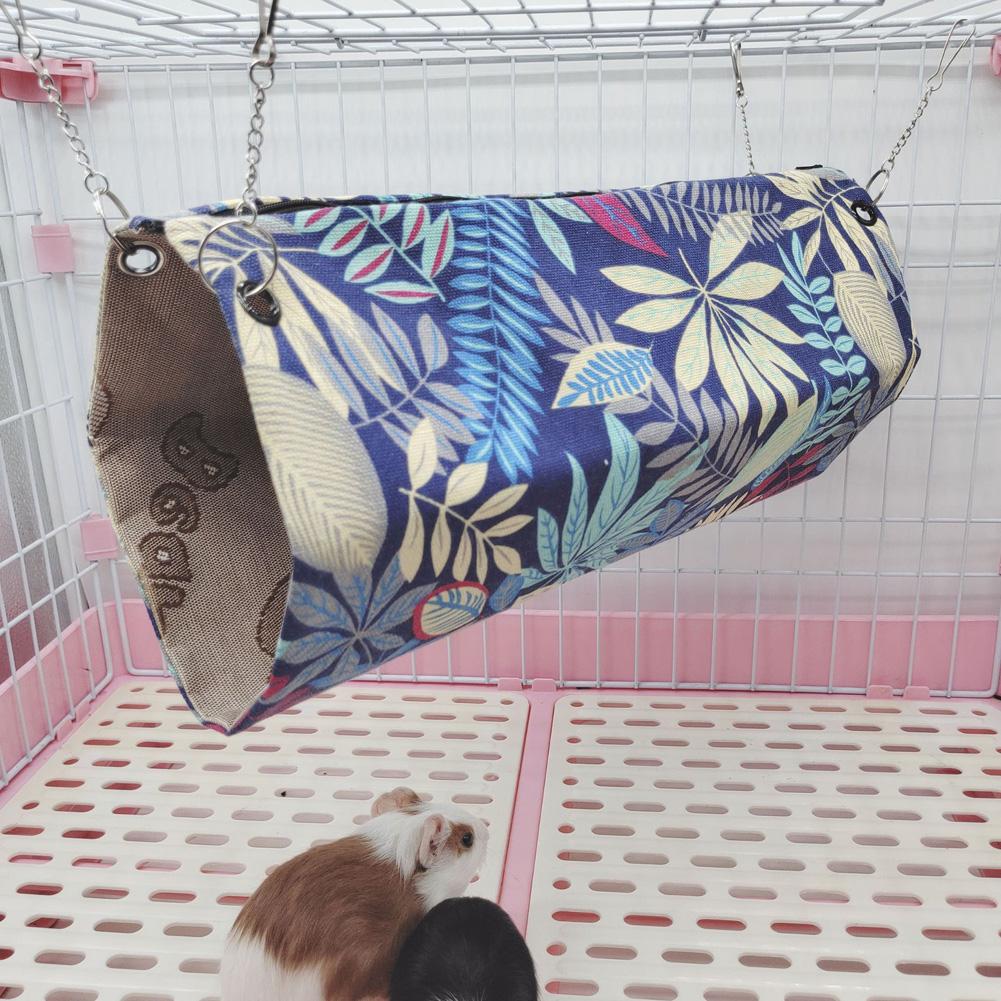 Pet Hanging Tunnel Cool Mat For Small Animals Cool Rainforest Pattern Sugar Glider Hammock Cage Accessories