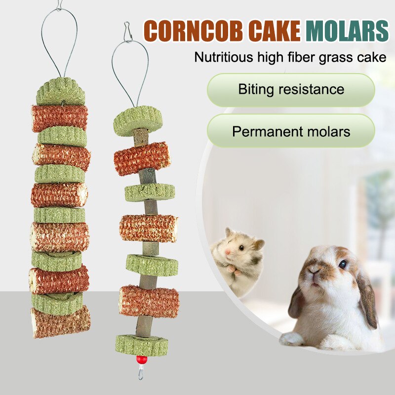 Natural Organic Corncob Pet Chew Toy Molars Snack for Rabbit Hamster Guinea Pigs Bite Grind Teeth Grass Cakes Bunny Hanging Toys