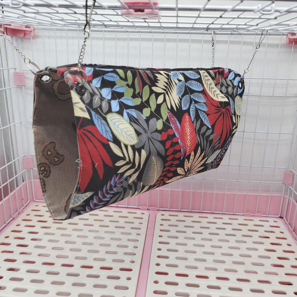 Pet Hanging Tunnel Cool Mat For Small Animals Cool Rainforest Pattern Sugar Glider Hammock Cage Accessories