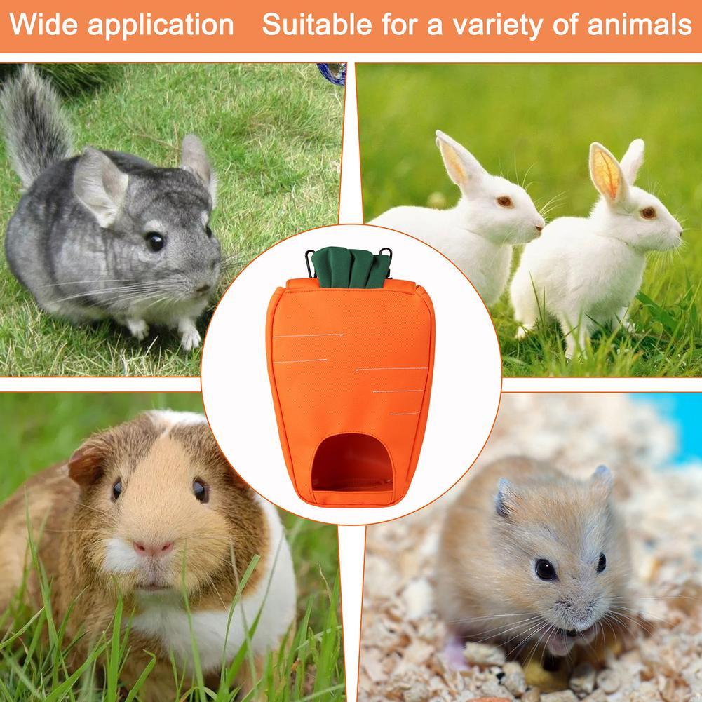 Hanging Feed Bag Carrot Shape Foldable Oxford Cloth Hay Feeder For Chinchilla Rabbit Hamster Guinea Pig