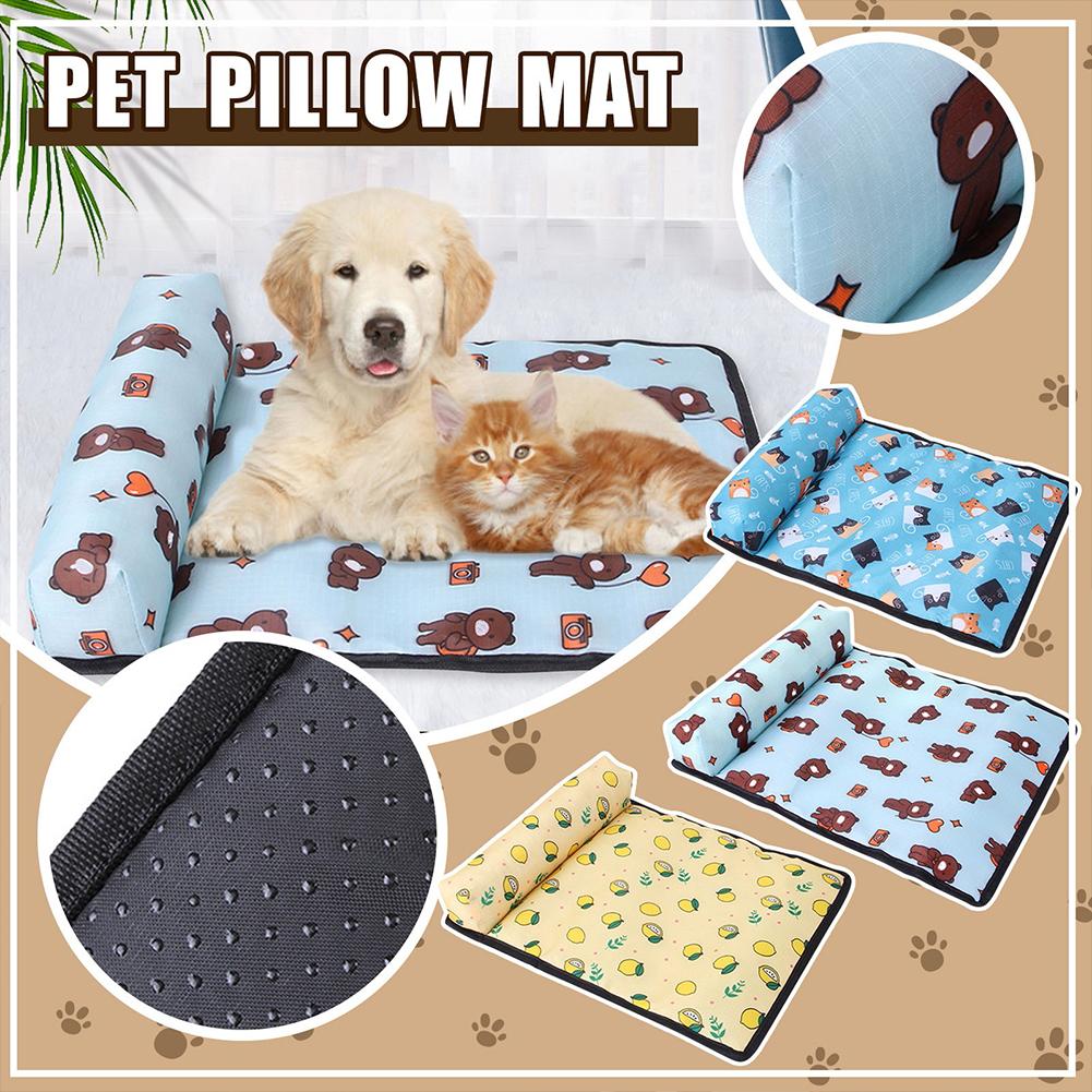 Pet Pillow Cooling Mat Pad Summer Dogs Cats Ice Silk Cooling Blanket Cushion Pet Sofa Kitten Puppy Camp Washable Mats Supplies