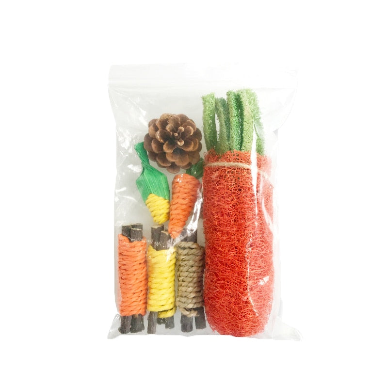 Rabbit Chew Toy For Bunny Hamster Guinea Chinchillas Natural Branch Molar Toys Small Animal Health Teeth Care Set