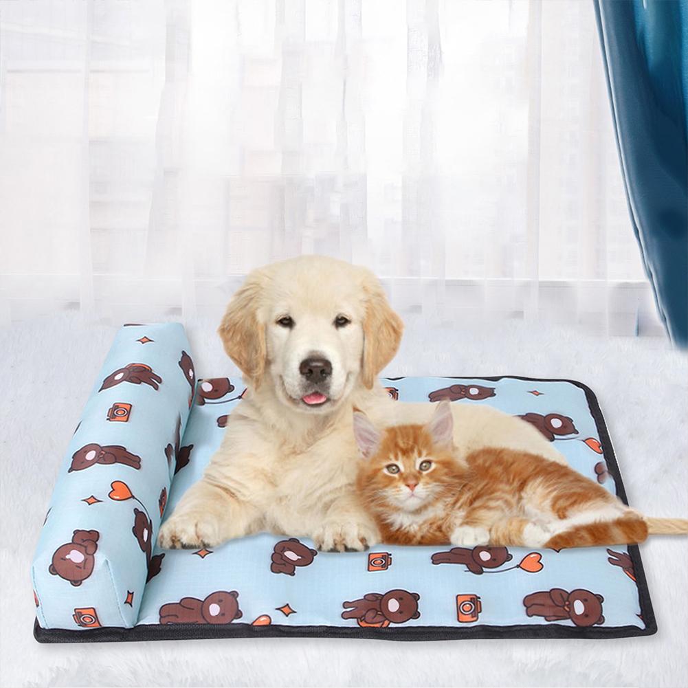 Pet Pillow Cooling Mat Pad Summer Dogs Cats Ice Silk Cooling Blanket Cushion Pet Sofa Kitten Puppy Camp Washable Mats Supplies