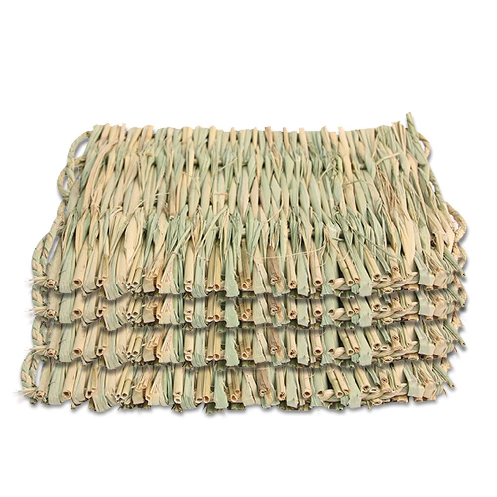 Rabbit Bunny Woven Grass Mats Bed Resting Mat Natural Hand Woven Chew Toy For Chinchilla Hamster Guinea Pig Chickens Parrots