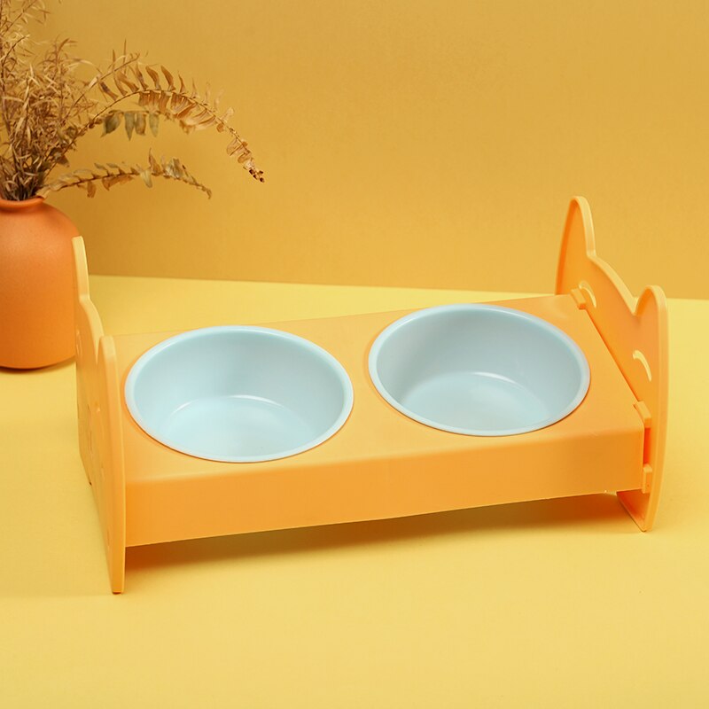 Hoopet Cat Bowl Ceramic Cat Food Bowl Dog Bowl Anti overturning Double Bowl Oblique Neck Protection Drinking Bowl Pet Supplies