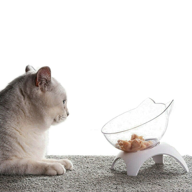 Cat Raised Stand Feeding Bowl Transparent Plastic Pet Food Water Feeder Bowl Cats Products for Pets Dog Bowl with Stand