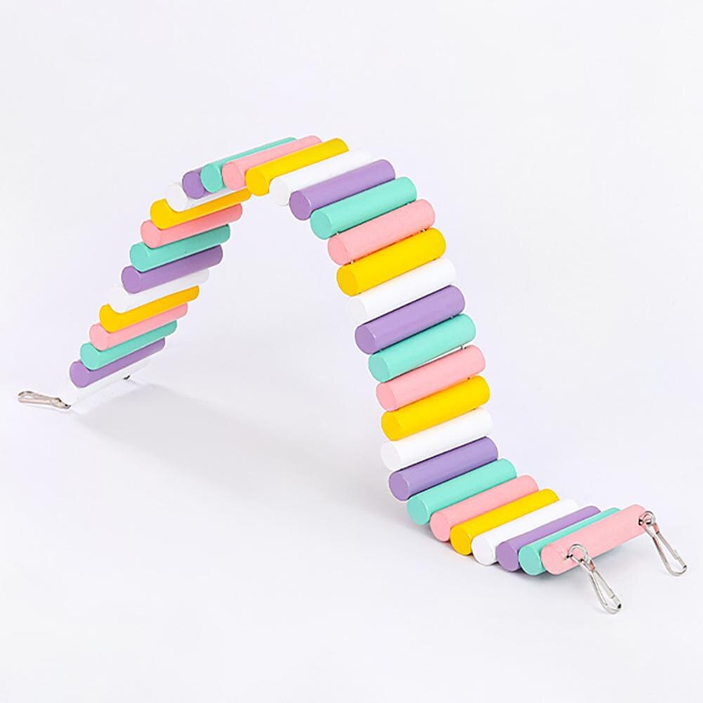 Hamster Exercise Ladder Pets Parrot Hamsters Gerbil Climbing Toys Colorful Brige Natural Wooden Pet Ladder Toy With 2 Fix Hooks