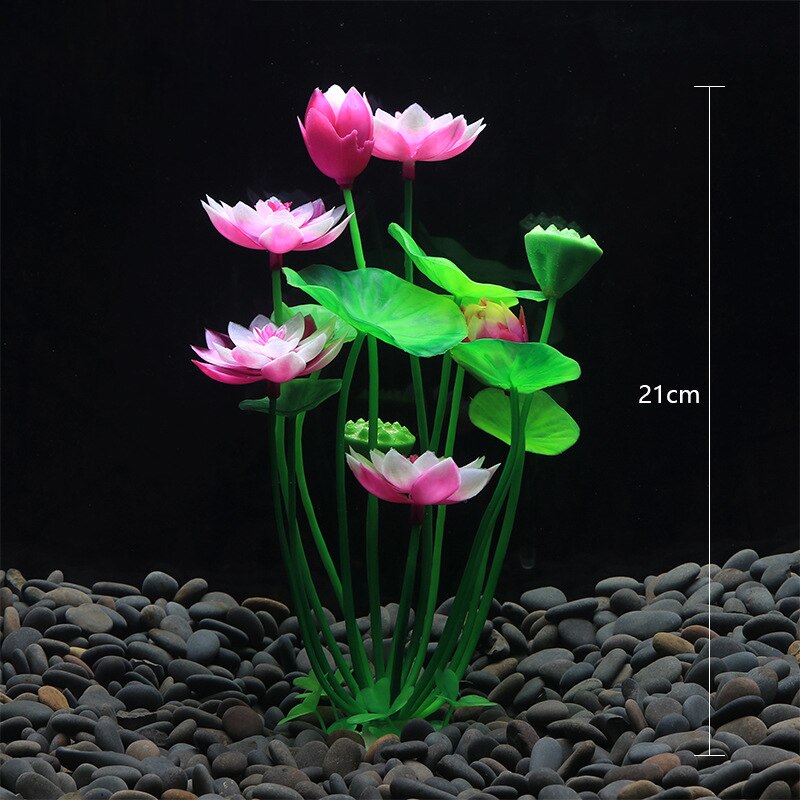 Aquarium Artificial Lotus Plants Decoration Fish Tank Landscaping Water Grass Ornaments Aquatic Simulated Flower Plant Supplies