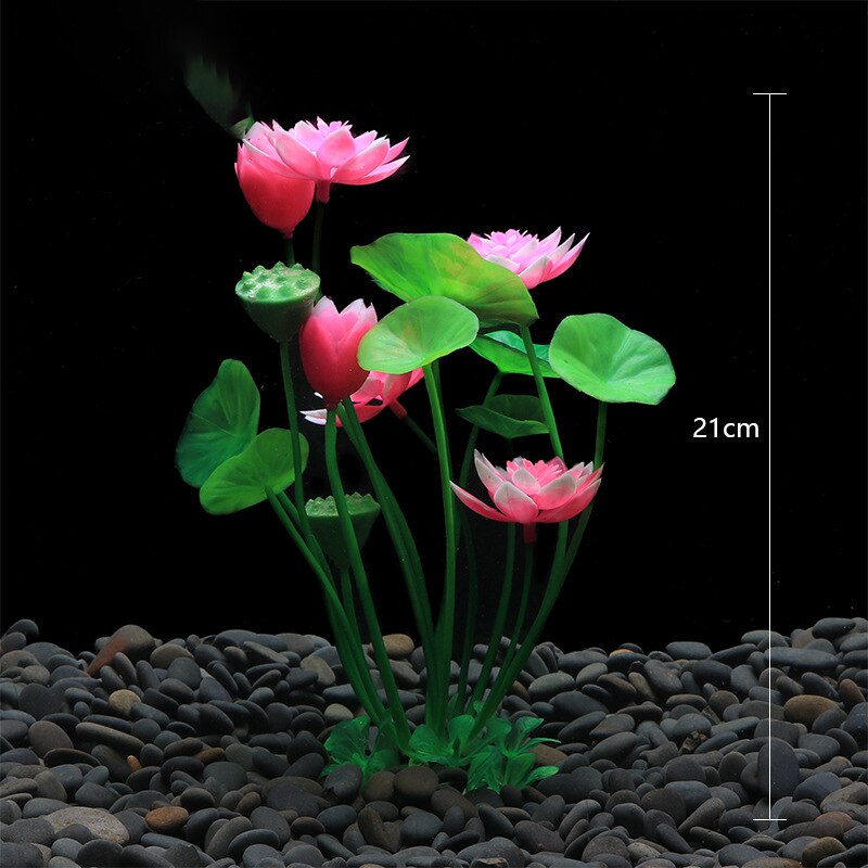 Aquarium Artificial Lotus Plants Decoration Fish Tank Landscaping Water Grass Ornaments Aquatic Simulated Flower Plant Supplies