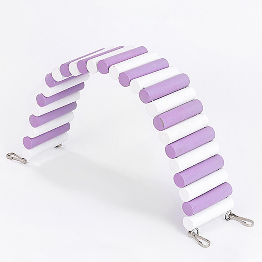 Hamster Exercise Ladder Pets Parrot Hamsters Gerbil Climbing Toys Colorful Brige Natural Wooden Pet Ladder Toy With 2 Fix Hooks