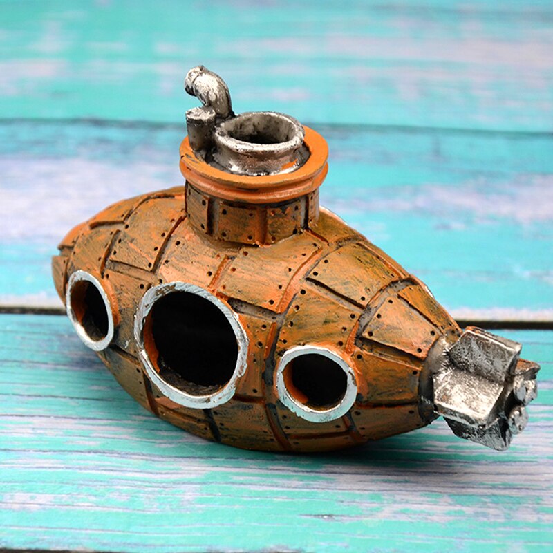 New Resin Submarine Ship Ornaments Hollow Fish Shrimp Shelter Cave Decor Aquarium Fish Tank Terrarium Decoration Accessories