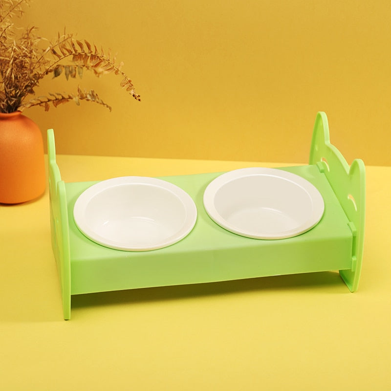 Hoopet Cat Bowl Ceramic Cat Food Bowl Dog Bowl Anti overturning Double Bowl Oblique Neck Protection Drinking Bowl Pet Supplies