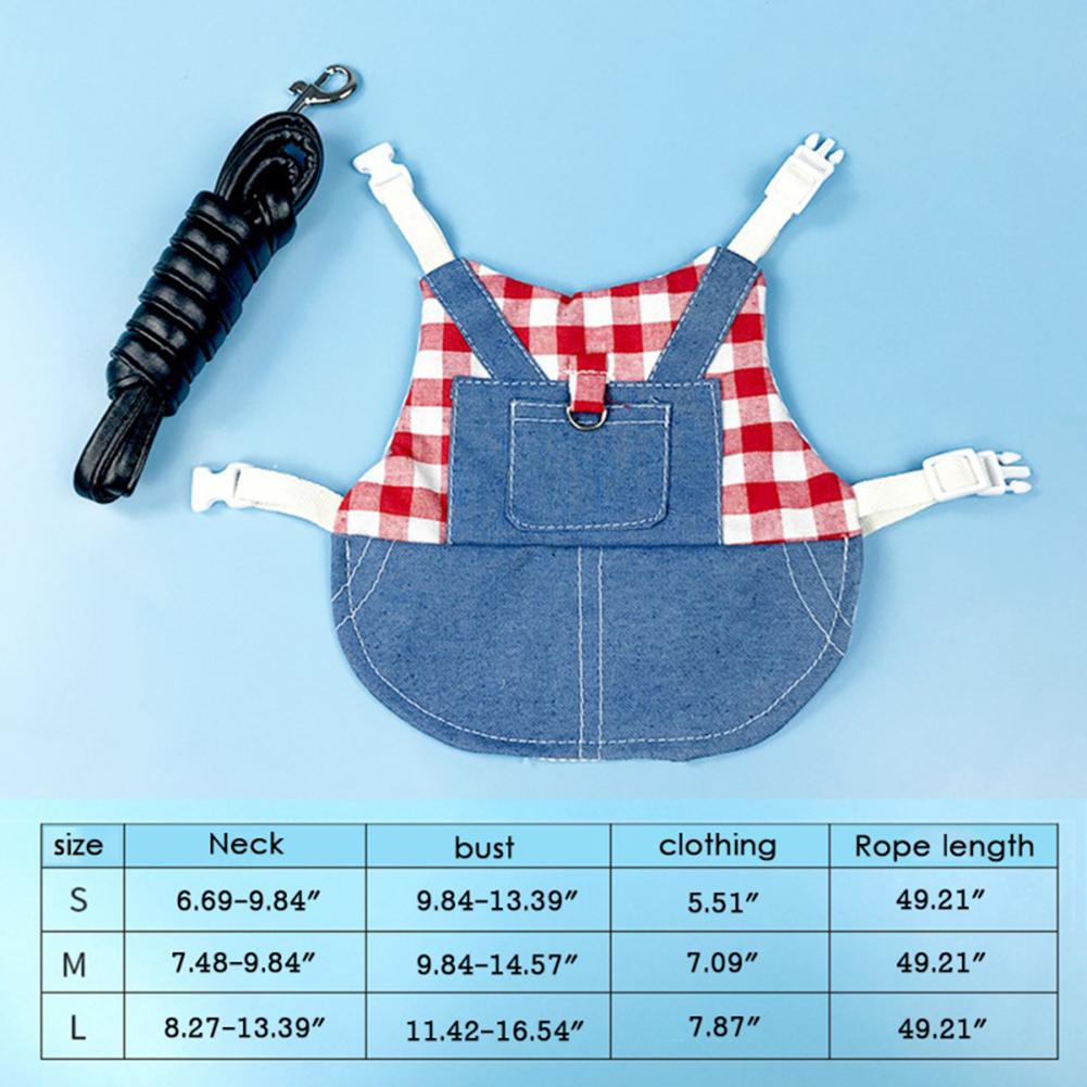 Denim Jacket Coat With Harness Leash Costume Clothes Pet Supplies For Rabbit Guinea Pig Hamster