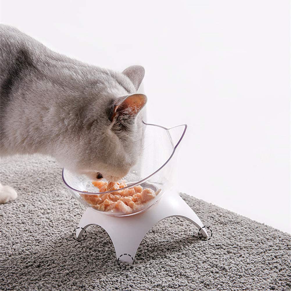 Cat Raised Stand Feeding Bowl Transparent Plastic Pet Food Water Feeder Bowl Cats Products for Pets Dog Bowl with Stand