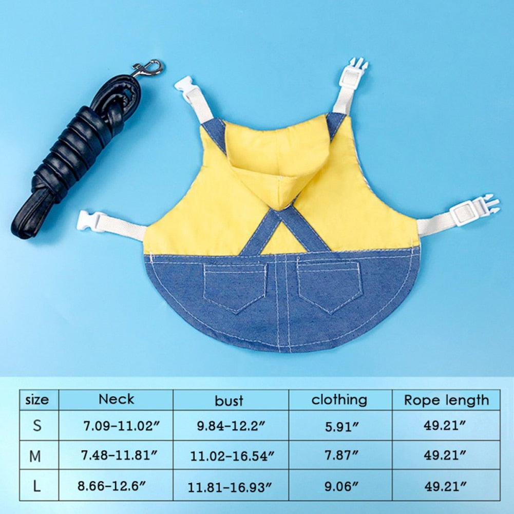 Denim Jacket Coat With Harness Leash Costume Clothes Pet Supplies For Rabbit Guinea Pig Hamster