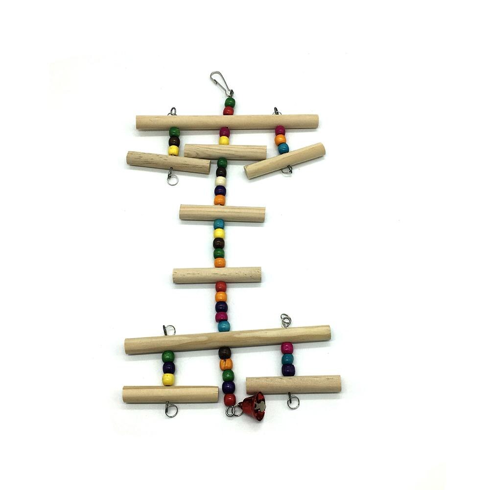 Parrot Hanging Chew Toys Colorful Round Wooden Bead Birdcage Accessories With Bell For Small Medium Parrot