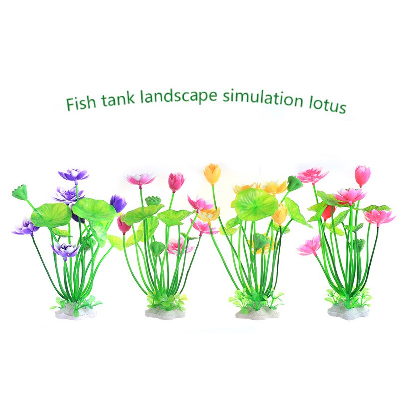 Aquarium Artificial Lotus Plants Decoration Fish Tank Landscaping Water Grass Ornaments Aquatic Simulated Flower Plant Supplies