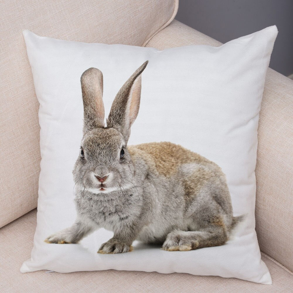 Lovely Rabbit Pillowcase for Home Sofa Children Room Decor Cute Pet Animal Print Cojines Cushion Cover Soft Plush Pillow Case