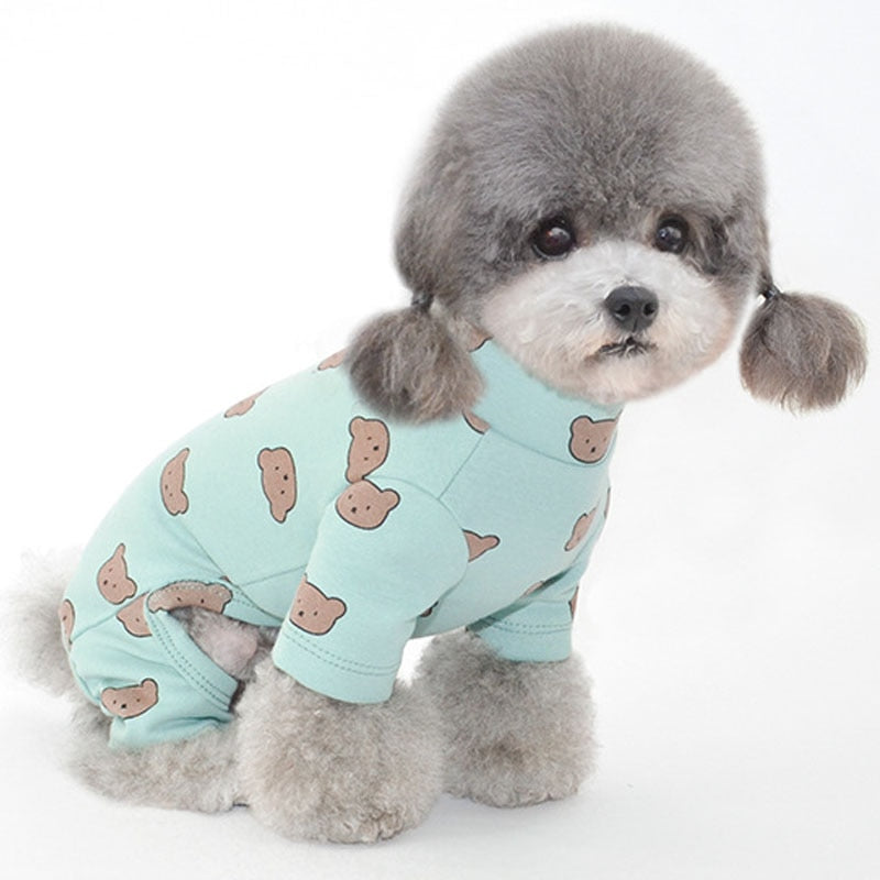 Cotton Pet Clothes Bear Pattern Dog Pajamas Jumpsuit 4 Legs Coat O-neck Tshirt Sweatshirt Pajamas Overalls Puppy Cat Tracksuits