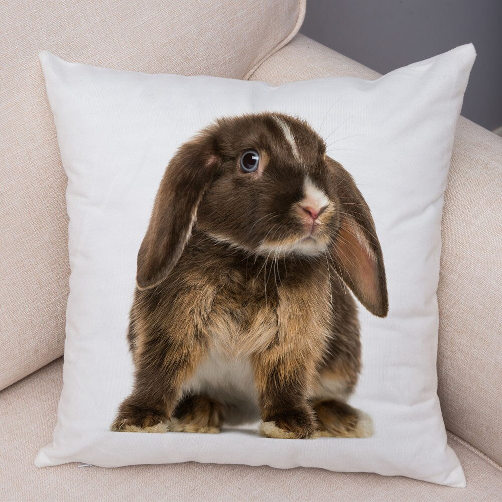 Lovely Rabbit Pillowcase for Home Sofa Children Room Decor Cute Pet Animal Print Cojines Cushion Cover Soft Plush Pillow Case