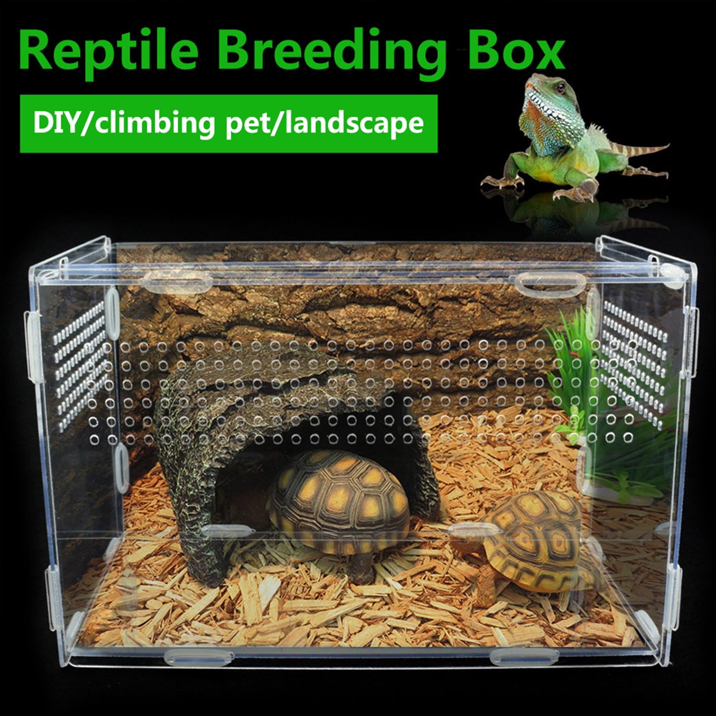 Reptile Breeding Box Acrylic Terrarium Feeding Box Transparent For Animals Reptile Pets Insect Spider Lizard Frog Cricket Turtle