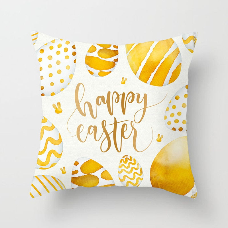 Happy Easter Pillowcase Easter Decorations For Home Party Sofa Pillow Case Rabbit Bunny Eggs Pillow Cover 45*45CM