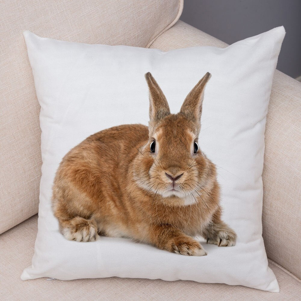 Lovely Rabbit Pillowcase for Home Sofa Children Room Decor Cute Pet Animal Print Cojines Cushion Cover Soft Plush Pillow Case