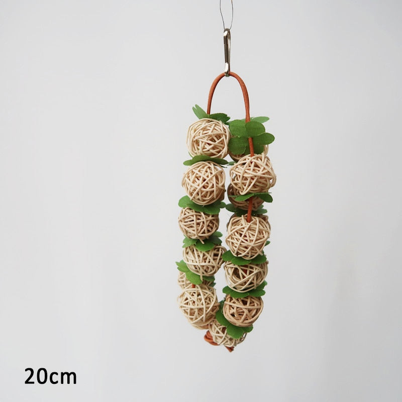 1Pcs Rattan Ball Funny Parrots Supplies Interactive Toys Bird Accessories Wooden Bite Toy Cockatiel Parrot Molars