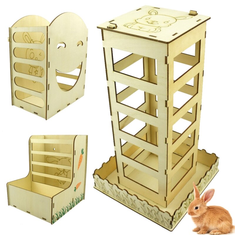 Wooden Hay Feeder for guinea pig Rabbit Feeder Hay Rack Manger for Cage Bunny Chinchilla Small Animal Feeding Bowls