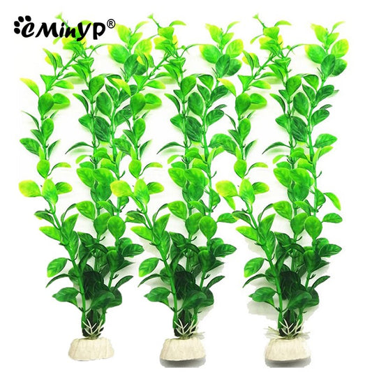 Aquarium Decoration 11inch Artificial Plants For Fish Tank Decor Orange Red Simulation Hydroponic Plants AquaticAccessories