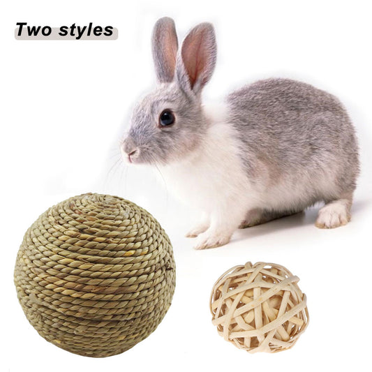 Natural Grass Ball Rabbit Games Funny Small Pet Product for Hamster Straw Rope Bunny Chewing Toy for Teeth Cleaning Dropshipping