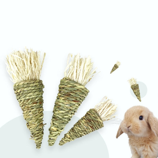 Bunny Chew Toy for Teeth Natural Hay Treats Grass Carrot Toys for Rabbit Chinchilla Hamsters Guinea Pigs Chewing Playing