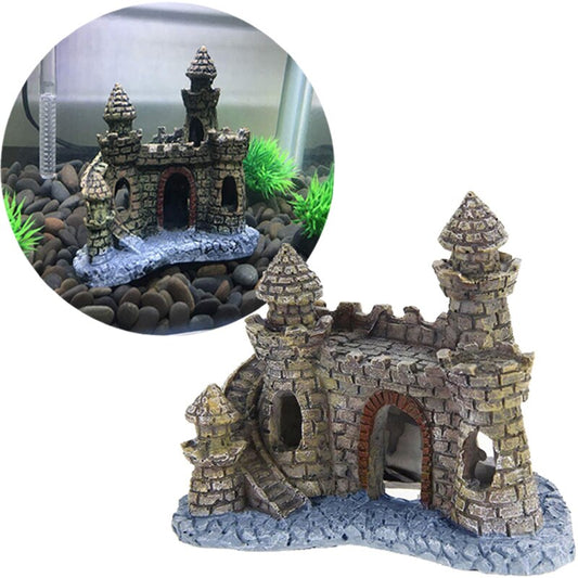 Aquarium Resin Castle Decoration Fish Tank Landscaping Building Rocks Cave Hideouts House Artificial Ornament Decor Accessories