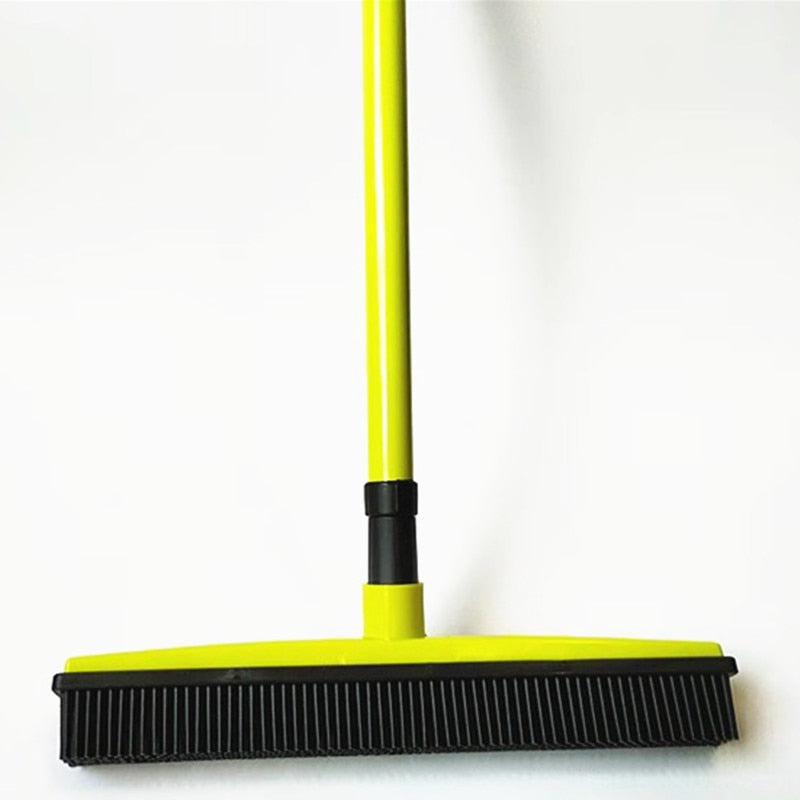 GOALONE Push Broom Soft Bristle Rubber Broom Carpet Sweeper with Squeegee Miracle Broom Pet Hair Removal Household Dust Sweeper