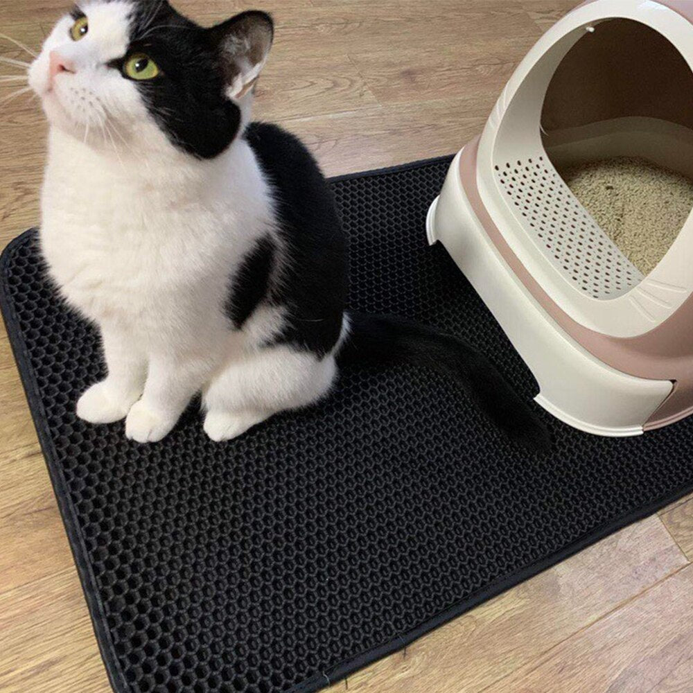 Cat Litter Mat Double Layer Waterproof Pet Cat Litter Box Mat Katten Sand Tray Pad Filling Trapping Mat For Cats House Clean