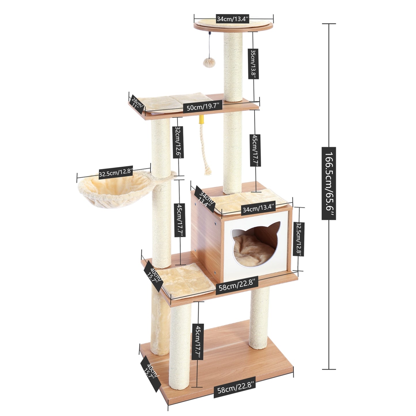 Domestic Delivery Wooden Modern Cat Tower Cat&#39;s Activity Cat Furniture with Removable and Washable Mats for Kitten Large Cats