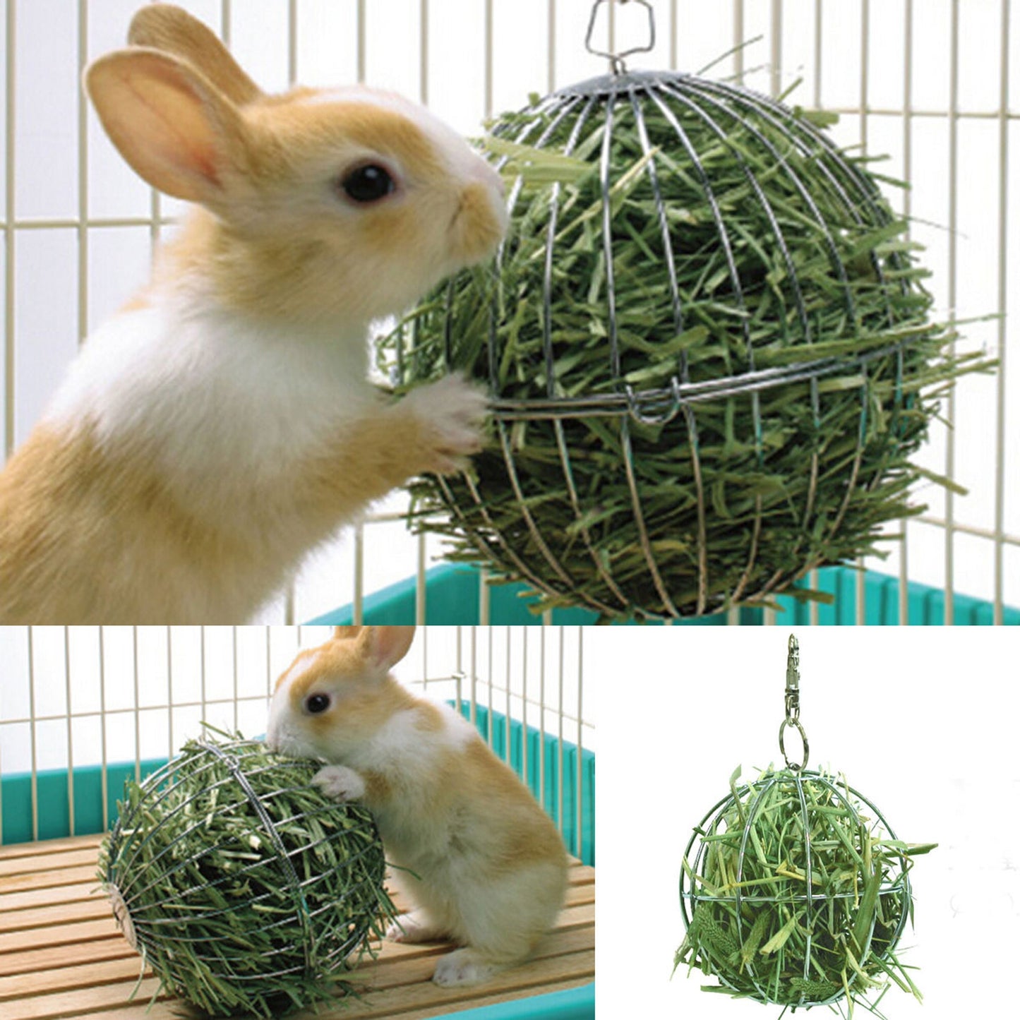 Stainless Steel/Plastic Round Sphere Feed Dispense Exercise Hanging Hay Ball Guinea Pig Hamster Rabbit Pet Toy Pet-Keeping 1Pc