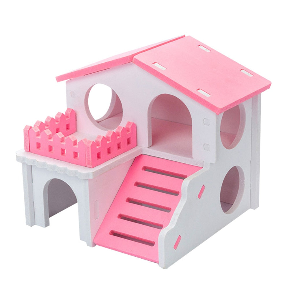 Cute Mini Small Animal Pet Hamster House Nest Rabbit Hedgehog Pet Sleeping Log Cabin Animal Sleeping House Supplies