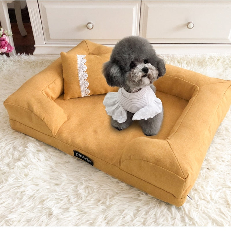 Pet Dog Bed Sofa Elegant Dog Cat Kennel Pet Cushion Mat Removable Big Dog Bed Lounge Sofa Pet Beds For Small Medium Dogs