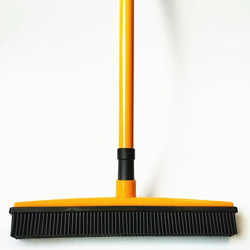 GOALONE Push Broom Soft Bristle Rubber Broom Carpet Sweeper with Squeegee Miracle Broom Pet Hair Removal Household Dust Sweeper