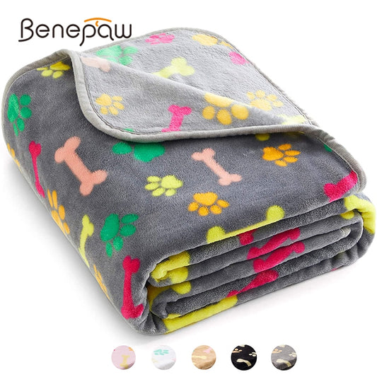 Benepaw Cozy Dog Blanket Winter Autumn Warm Lightweight Soft Fluffy Coral Fleece Cat Puppy Bed Mat Pet Sleeping Machine Washable