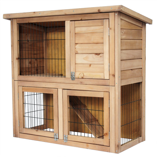 Outdoor Hutch Large Chicken Coop House for Rabbits Guinea Pigs Hamster Pets Cages for Small Animals Waterproof 2 Levels 3 Doors