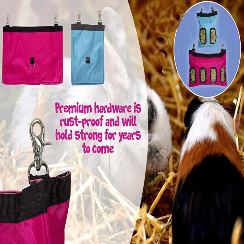 Hay Bag Hanging Pouch Feeder Holder Feeding Dispenser Container for Rabbit Guinea Pig Small Animals Pet