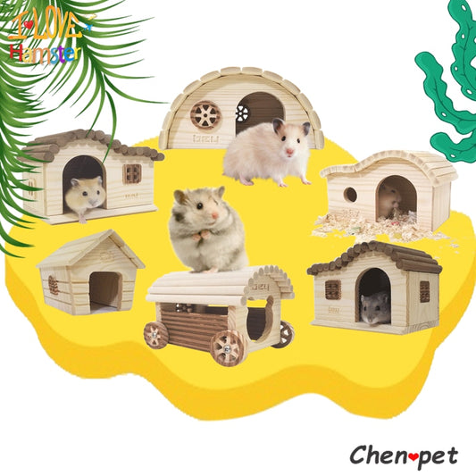 High Quality Natural Hamster Wood Shed House Small Animal Cage Accessories Chinchillas Toys