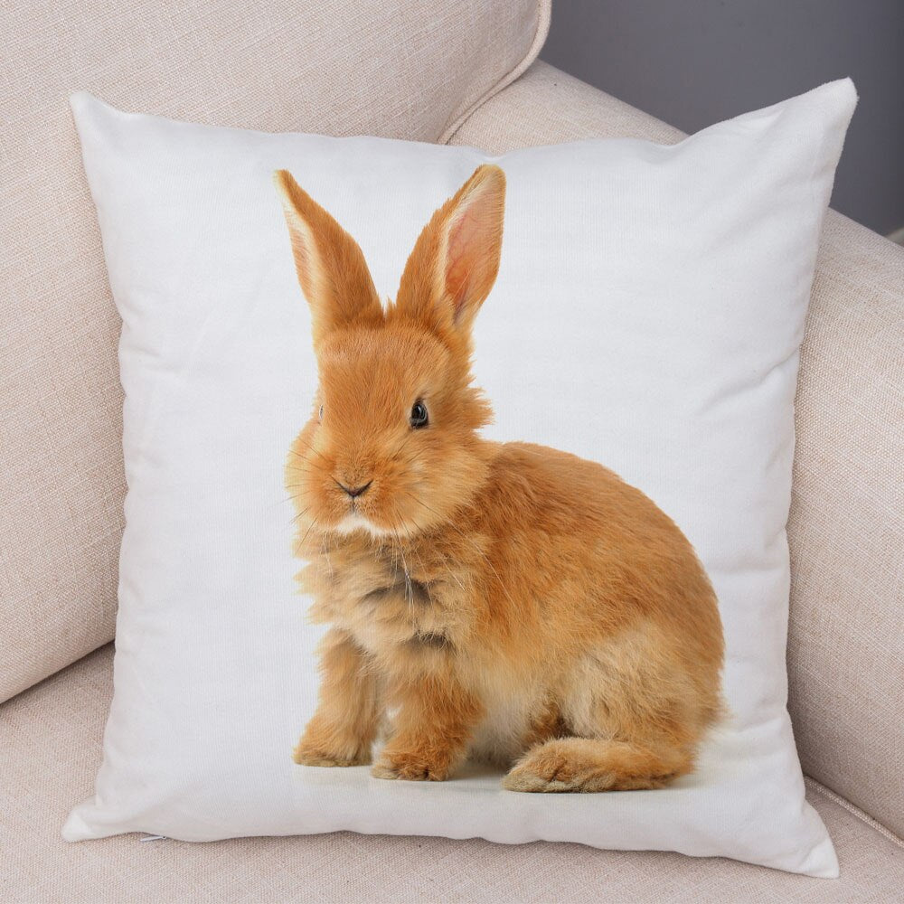 Lovely Rabbit Pillowcase for Home Sofa Children Room Decor Cute Pet Animal Print Cojines Cushion Cover Soft Plush Pillow Case