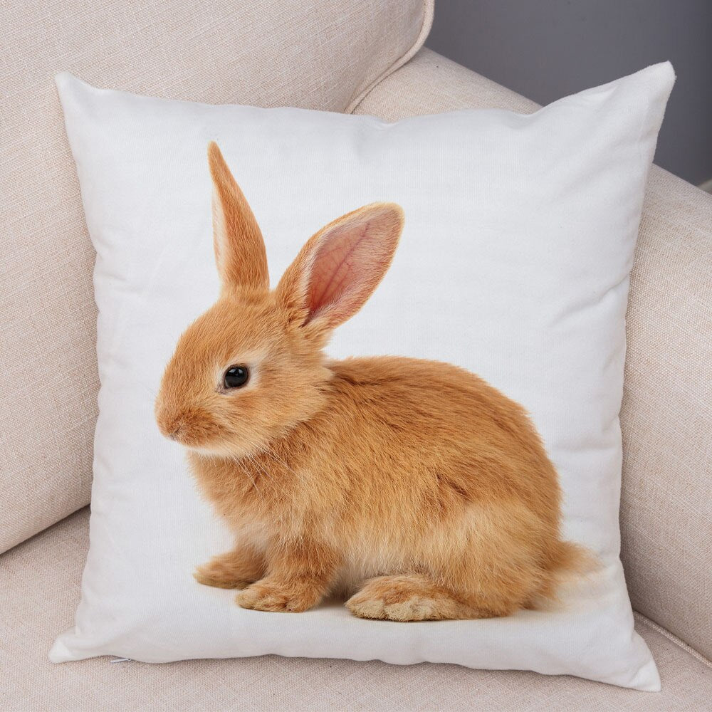 Lovely Rabbit Pillowcase for Home Sofa Children Room Decor Cute Pet Animal Print Cojines Cushion Cover Soft Plush Pillow Case